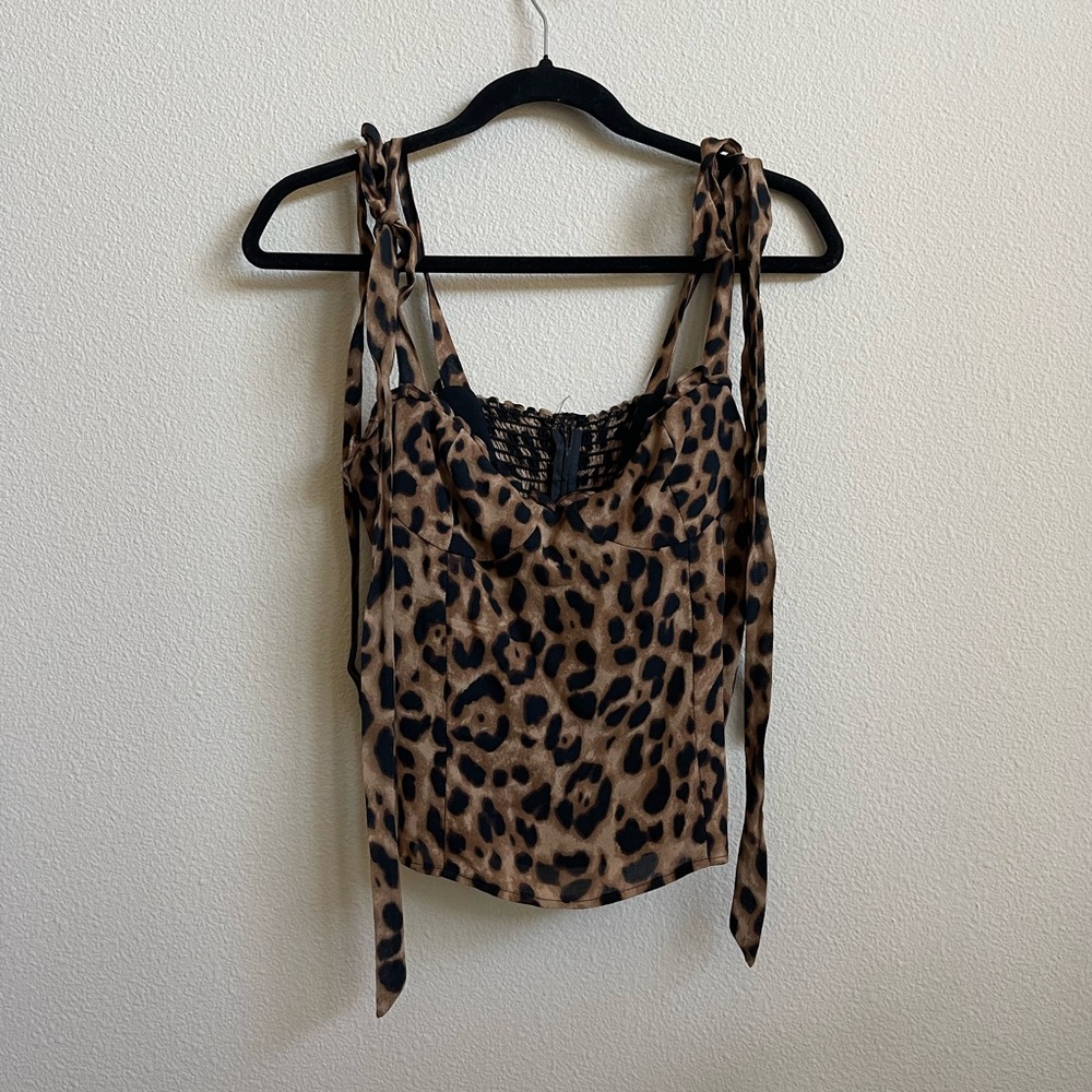 Reformation Leopard Print Bustier Top
